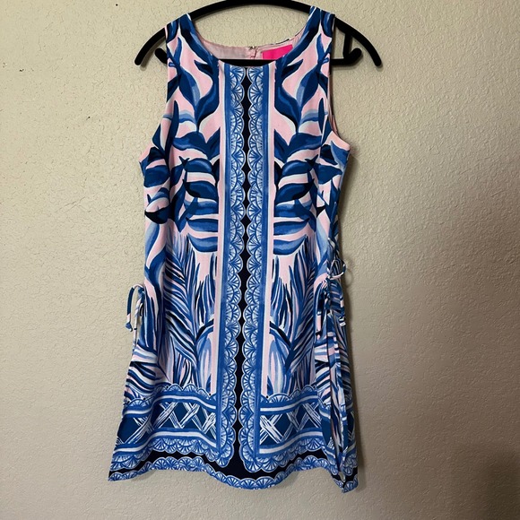 Lilly Pulitzer Dresses & Skirts - Lilly Pulitzer Dress Sleeveless Pink Blue Print Resort Mini Tie Waist